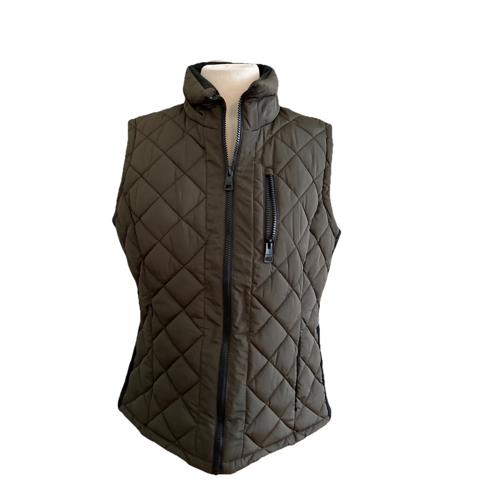 Andrew Marc New York Puffer Vest Dark Green Sz M Sleeveless Grannycore